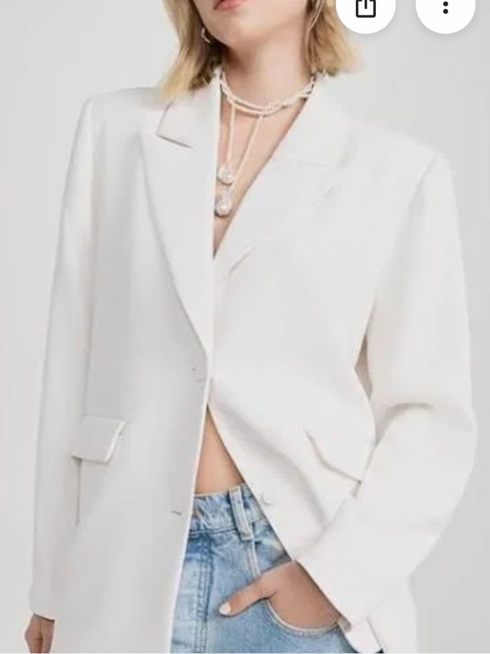 Good American White Tailored Single-Button Blazer